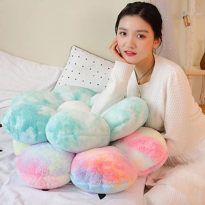 lannery Flower Plush Throw Pillows, Flower Floor Pillow Seating Cushion Toy for Reading, Room, Watching TV (19.7", Blue)