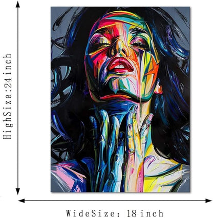 Yatsen Bridge Painted Woman Colorful Graffiti Posters Pictures Banksy Street Artwork Canvas Paintings Wall Art Decor for Living Room Kids Room Modern Home Decor Stretched and Framed(18”Wx 24”H)