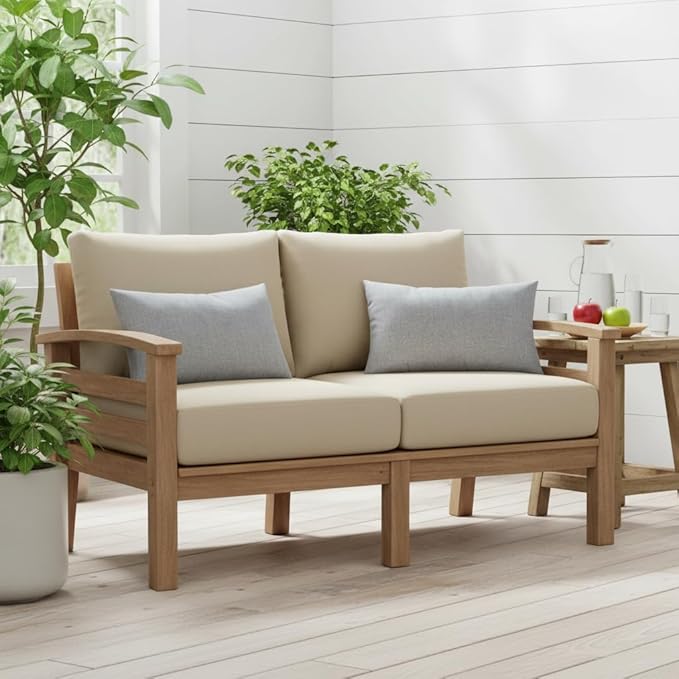Set of 2 Outdoor Throw Pillows 19 x 12 Inch – Reversible Rectangle Patio Accent Pillows – Weather-Resistant Polyester Fabric – Eco-Friendly Recycled Polyfiber Fill – Heather Gray