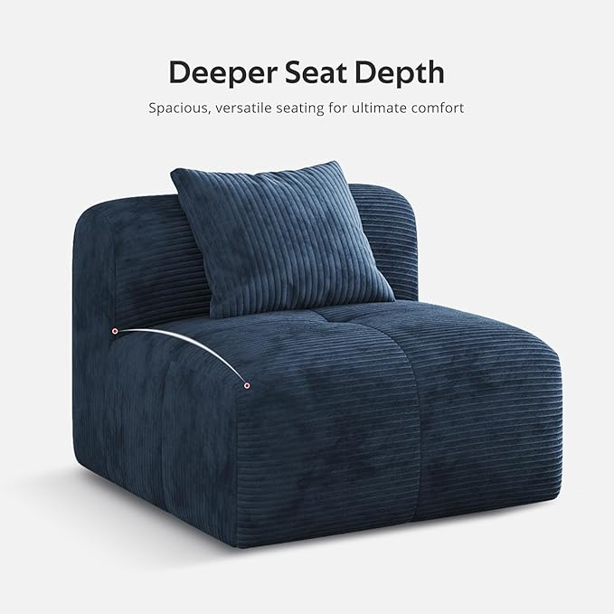 Modern L-Shaped Modular Sectional Sofa for Living Room，Oversized 3-Seater Couch with Deep Seat and Movable Ottoman – No Assembly,Comfortable Suede Fabric Boneless Sofa (Blue)