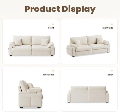 88.58" Modern Loveseat Couches for Living Room, Comfy Sofa with Deep Seat Couch, USB/Type-C Port, Side Storage, Removable Cover, Couches for Living Room Apartment, Beige