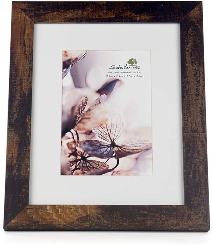 brown 8x10 Picture Frame with Mat,Display 8x10 without Mat or 5x7 with Mat