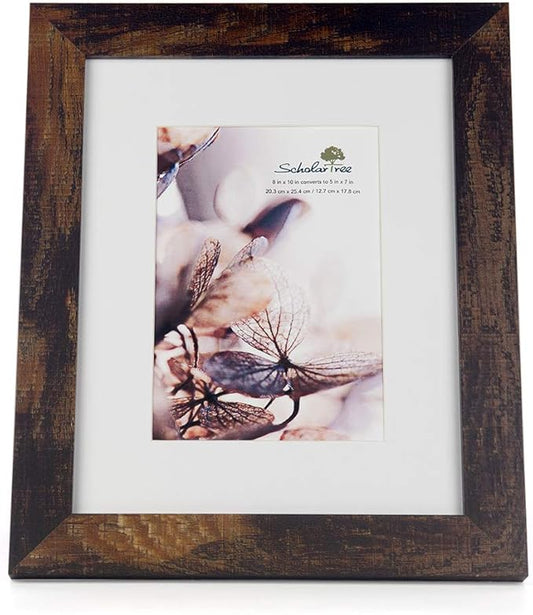 brown 8x10 Picture Frame with Mat,Display 8x10 without Mat or 5x7 with Mat