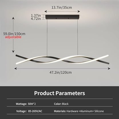Modern LED Ceiling Pendant Light, 47IN Modern Chandelier with Remote Control 3000k-6500K Adjustable Color Temperature, Aluminum Island Lighting Lamp for Dining Room, Living Room, Island