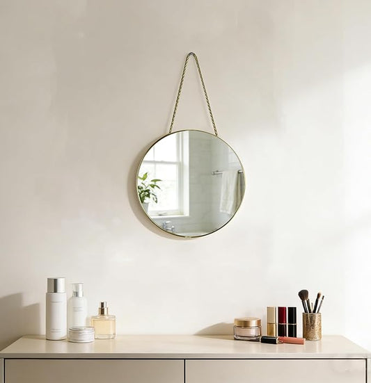 Round Wall Mirror Door Mirror PVC Plastic Frame (Gold, 8.66 inch)