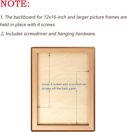 FLECHAZO Solid Walnut 14x17 Picture Frame, Natural Wood 14x17 Frame with Mat for 11x14 Photos, Gallery Wall Poster Frame for Wall Mounting Display