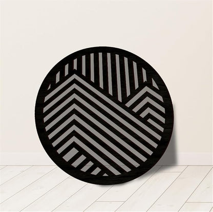 Geometric Wood Wall Art Decor, Modern Vintage Mountain Wall Sculptures Hanging Abstract Panels Decor, 3D Round Hollow Wooden Craft Art Boho Wall Decoration, for Home Office Living Room Bedroom (Black)