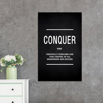 Yatsen Bridge Motivational Wall Art Pictures Inspirational Posters Prints on Canvas Conquer Verb Inspiring Entrepreneur Quotes Office Wall Painting Artwork Home Office Decorstions Framed (28" Wx44 H)