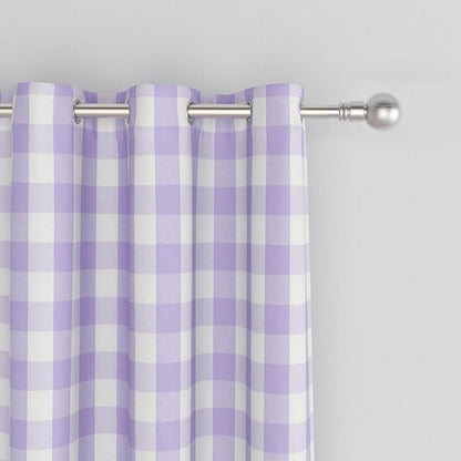 3 Pieces Tier Curtains and Valance Set Buffalo Check Kitchen Tiers Plaid Gingham Grommet Top Classic Short Small Cafe Curtains Country Farmhouse Cafe Bathroom 54"x18"/32"x24" Lilac & White