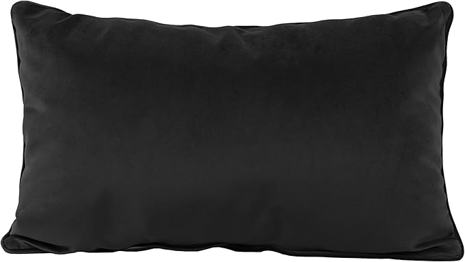 FDP 12" x 20" Velvet Rectangle Lumbar Pillow Set with Piping Decorative Throw Pillow for Home Dcor in Living Room, Bedroom or Lounge (2-Pack) - Onyx, 15159-350