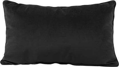 FDP 12" x 20" Velvet Rectangle Lumbar Pillow Set with Piping Decorative Throw Pillow for Home Dcor in Living Room, Bedroom or Lounge (2-Pack) - Onyx, 15159-350