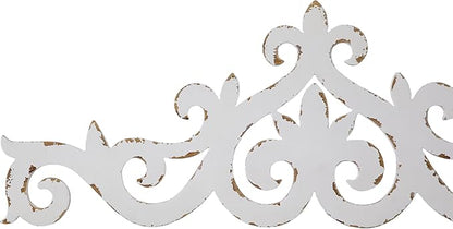SOFE White Distressed Scroll Over The Door Decor 36 × 13 Inches, Wooden Wall Sculpture, 3D Farmhouse Decor Wall, Large Hanging Artwork for Home, Bathroom, Kitchen, Office
