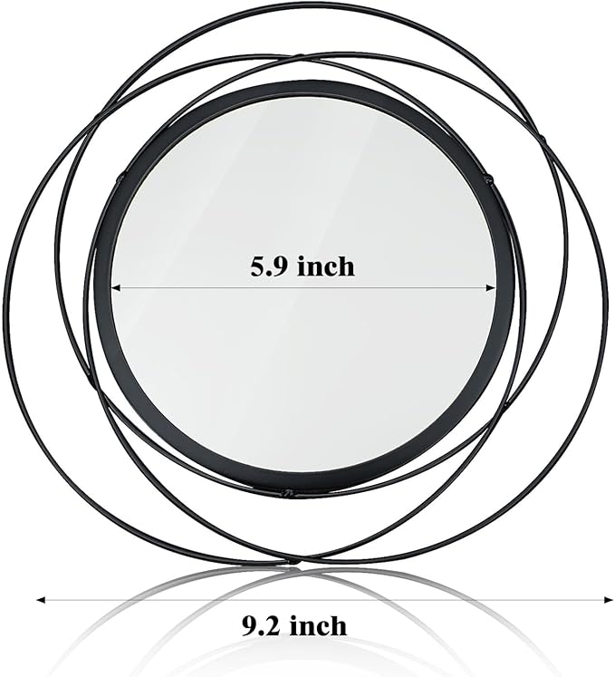 3 Set. Round Mirrors for Wall Decor Living Room Bedroom Bathroom Dining Room Metal Circle Mirror Set Boho Decorative Sunburst Wall Art Accent Entryway - Black 9.5 in.