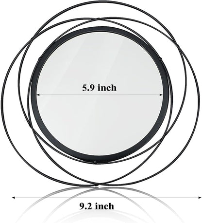 3 Set. Round Mirrors for Wall Decor Living Room Bedroom Bathroom Dining Room Metal Circle Mirror Set Boho Decorative Sunburst Wall Art Accent Entryway - Black 9.5 in.