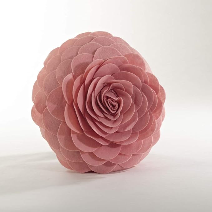 SARO LIFESTYLE Flower Design Poly Filled Throw Pillow, Rose, 16"