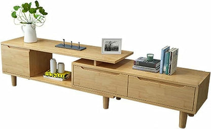 Extendable TV Stand Minimalist Rectangle Entertainment Center TV Console Table with Drawers and Open Shelves for Living Room, Bedroom~/