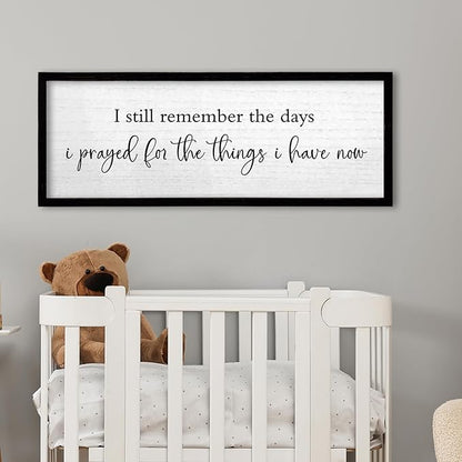TQianJiang Inspirational Quote Bible Verse Wall Decor I Still Remember the Days I Prayed Sign 24"×10" Christian Grateful Motivational Religious Art for Catholic Living Room Large Wall Hanging (Black)