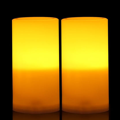 CANDLE CHOICE Outdoor Battery Operated Flameless Candles with Remote Timer Waterproof Flickering Plastic Electric LED Pillar Lights for Lantern Patio Garden Wedding Party Decorations D3”xH6” 2 Pack