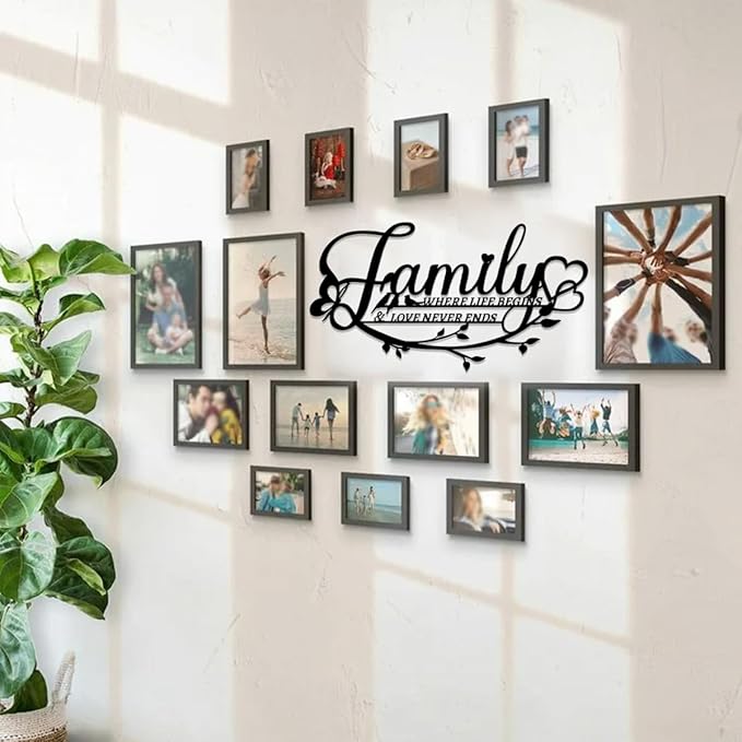 BFORXRO Family Signs for Home Decor Wall Black Metal Family Wall Decor for Living Room Kitchen Bedroom