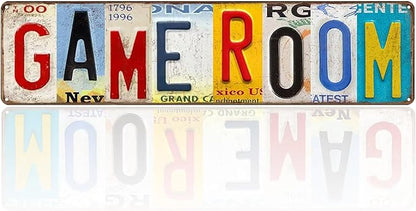 Game Room Sign Vintage Decor Basement Wall Signs Gameroom Decorations Ideas Games Retro Gamer Wall Art Gaming Retro Gift Accessories 4 x 16in