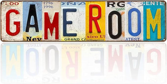 Game Room Sign Vintage Decor Basement Wall Signs Gameroom Decorations Ideas Games Retro Gamer Wall Art Gaming Retro Gift Accessories 4 x 16in
