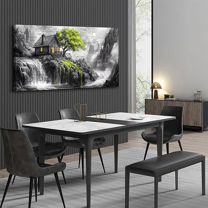 ERQINHUA Large Canvas Wall Art For Living Room Large Wall Decor For Bedroom Office Black And White Wall Painting Decor Green Tree Landscape Picture Artwork Modern Home Decor Ready To Hang 30"X60"