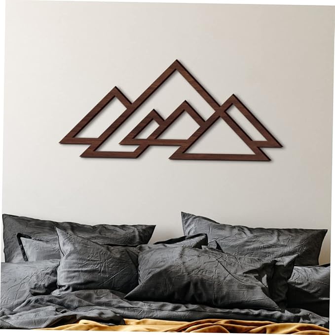 Cabilock Decorative Abstract Wall Decor Wall Ornament Wooden Craft Wood Mountain Decor