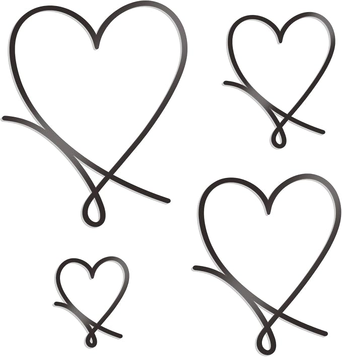 KOYILTD 4 Pcs Metal Heart Wall Art for Bedroom Modern Love Heart Wall Decor Metal Wall Decoration above Bed for Living Room Bathroom Office Wedding (Black, Romantic)