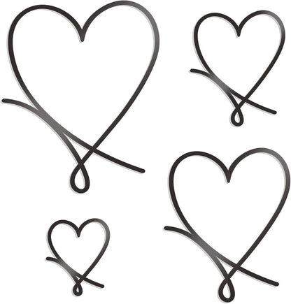 KOYILTD 4 Pcs Metal Heart Wall Art for Bedroom Modern Love Heart Wall Decor Metal Wall Decoration above Bed for Living Room Bathroom Office Wedding (Black, Romantic)