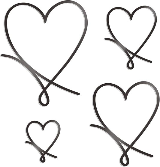 KOYILTD 4 Pcs Metal Heart Wall Art for Bedroom Modern Love Heart Wall Decor Metal Wall Decoration above Bed for Living Room Bathroom Office Wedding (Black, Romantic)