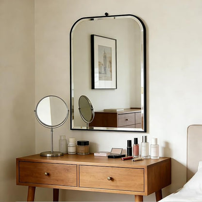 POZINO Rectangle Beveled Mirror, 22"x35" Premium Bathroom Mirror Over Sink, Vanity Mirrors with Stainless Steel Frame, Modern Wall Mirrors for Living Room Bedroom Entryway Hallway Fireplace