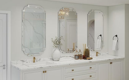 Chende Narrow Bathroom Mirror for Vanity Set, 47''x24'' Large Living Room Mirrors for Wall Decor with Beveled Frame, Rectangle Frameless Accent Mirror for Dining Room, Entryway, Fireplace, Bedroom