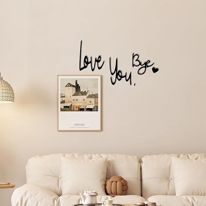 Love You Bye Sign Above Door, Metal Door Topper Wall Decor Express Love and Warm Family Sign for Office Front Bathroom Hallway Entryway Black (LOVE YOU. BYE1)