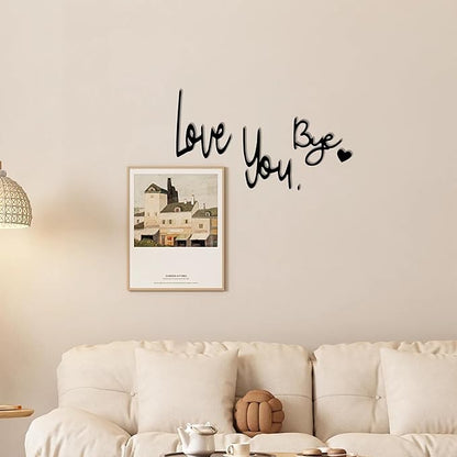 Love You Bye Sign Above Door, Metal Door Topper Wall Decor Express Love and Warm Family Sign for Office Front Bathroom Hallway Entryway Black (LOVE YOU. BYE1)