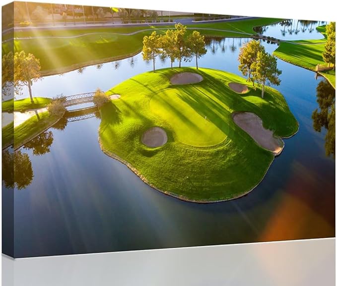 Island Golg Hole in Arizona Wall Art for Living Room Bedroom Bathroom Home Decoraitons Golf Course Picture Poster Framed Artwork Canvas Prints Ready to Hang(18''H x 24''W)