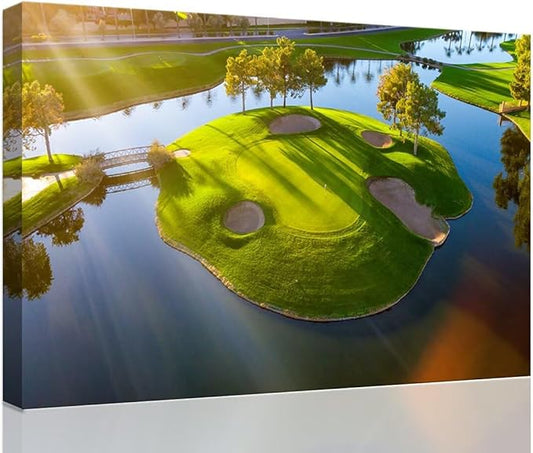 Island Golg Hole in Arizona Wall Art for Living Room Bedroom Bathroom Home Decoraitons Golf Course Picture Poster Framed Artwork Canvas Prints Ready to Hang(18''H x 24''W)