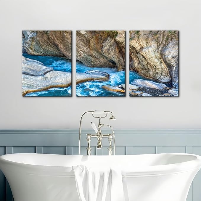 Pacimo 3 Piece Canvas Wall Art - Taroko National Park Beautiful Scenery Pictures Painting Prints on Canvas Modern Artwork Home Wall Decor Stretched and Framed Ready to Hang - 12"x16"x3