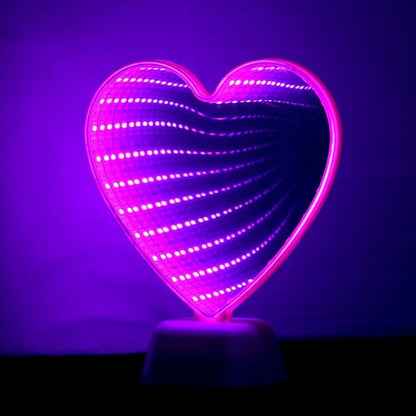 Mirror Light, LED Desktop Lamp - Heart Shaped Night Light & Party Decor, Pink, Modern Style, Plastic, Battery Powered, 7.48x2.75x6.29 inches, 0.19 lbs