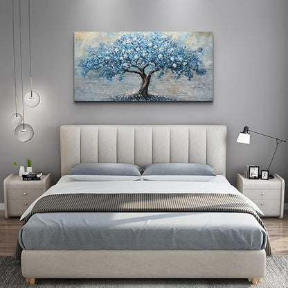 Wapluam Canvas Wall Art For Living Room Farmhouse Wall Decor Art For Bedroom Office Modern Decorations Tree Wall Paintings Blue Abstract Pictures Vintage Artwork Home Decor Posters 40"X20"