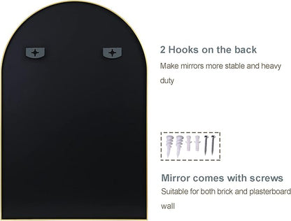 Arched Bathroom Mirror for Wall, 36" x 24" Black Metal Frame Vanity Mirror, HD Glass Over Sink for Bathroom, Entryway, Bedroom
