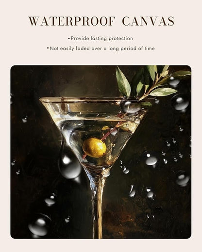 Bzstyleart Vintage Wall Art Decor for Living Room, Martini Framed Wall Art Room Decor Aesthetic, Framed Cocktail Artwork, Bedroom Painting Pictures12 x 16 Inch