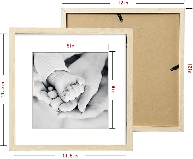 ArtbyHannah 12x12 Square Gallery Wall Frame Set for Home Decor or Wall Hanging Decoration, Matted to 8x8-9 Pack