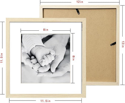 ArtbyHannah 12x12 Square Gallery Wall Frame Set for Home Decor or Wall Hanging Decoration, Matted to 8x8-9 Pack