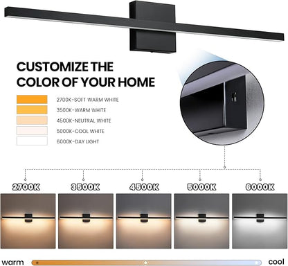 Epinl Black LED Vanity Light for Bathroom, 5CCT 32 inch Dimmable Bathroom Light Fixture Over Mirror, Modern Vanity Lighting Bar, Bath Wall Light for Bathroom Bedroom, ETL Certificated