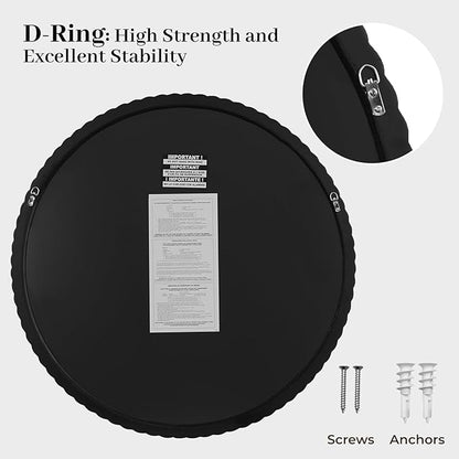 WallBeyond 30" Round Mirror with Rope-Design Frame, Large Circle Wall Mirror for Bathroom, Bedroom, Entryway & Living Room, Black