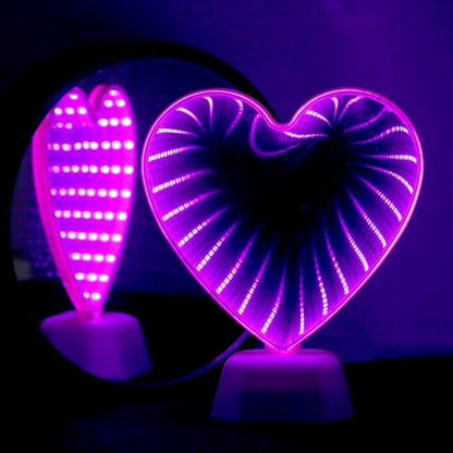 Mirror Light, LED Desktop Lamp - Heart Shaped Night Light & Party Decor, Pink, Modern Style, Plastic, Battery Powered, 7.48x2.75x6.29 inches, 0.19 lbs
