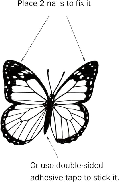 EONBES Black Metal Butterfly Wall Decor, 3-Piece Iron Butterfly Wall Art for Home Decor, Minimalist Elegant Wall Hangings for Living Room, Bedroom, Bathroom, Garden, Outdoor & Indoor Use
