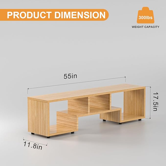 Lightdot TV Stand for TVs up to 55'', Modern Entertainment Center with Open Storage Large Capacity for Collection, Media TV Table Console for Living Room/Bedroom/Sofa Cabinet, Easy Assembly - Walnut