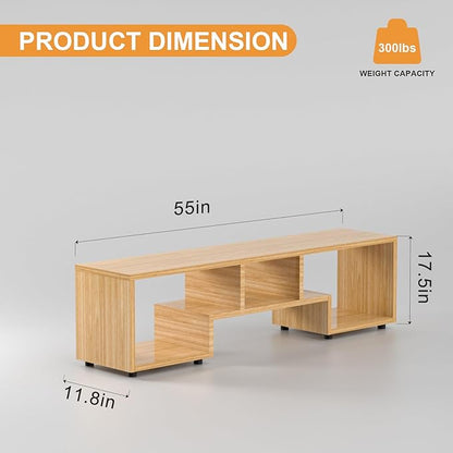 Lightdot TV Stand for TVs up to 55'', Modern Entertainment Center with Open Storage Large Capacity for Collection, Media TV Table Console for Living Room/Bedroom/Sofa Cabinet, Easy Assembly - Walnut