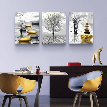 TTHYUEWS Inspiration Canvas Art For Living Room, Bedroom & Office - 3 Piece Black & White Nature Landscape Wall Pictures Prints